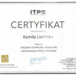 Certyfikat Kamila Lizińska- Bloch geneo