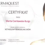 Certyfikat Marta Czerkawska - Burgs retinolowy remodeling skóry