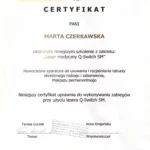 Certyfikat Marta Czerkawska laser medyczny