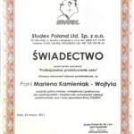 Certyfikat Marlena Kamieniak - Wojtyła przekłuwanie uszu