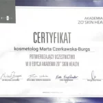 Certyfikat Marta Czerkawska - Burgs zo skin health