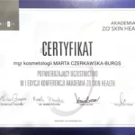 Certyfikat Marta Czerkawska - Burgs zo skin health