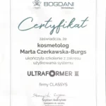 Certyfikat Marta Czerkawska - Burgs ultraformer hifu